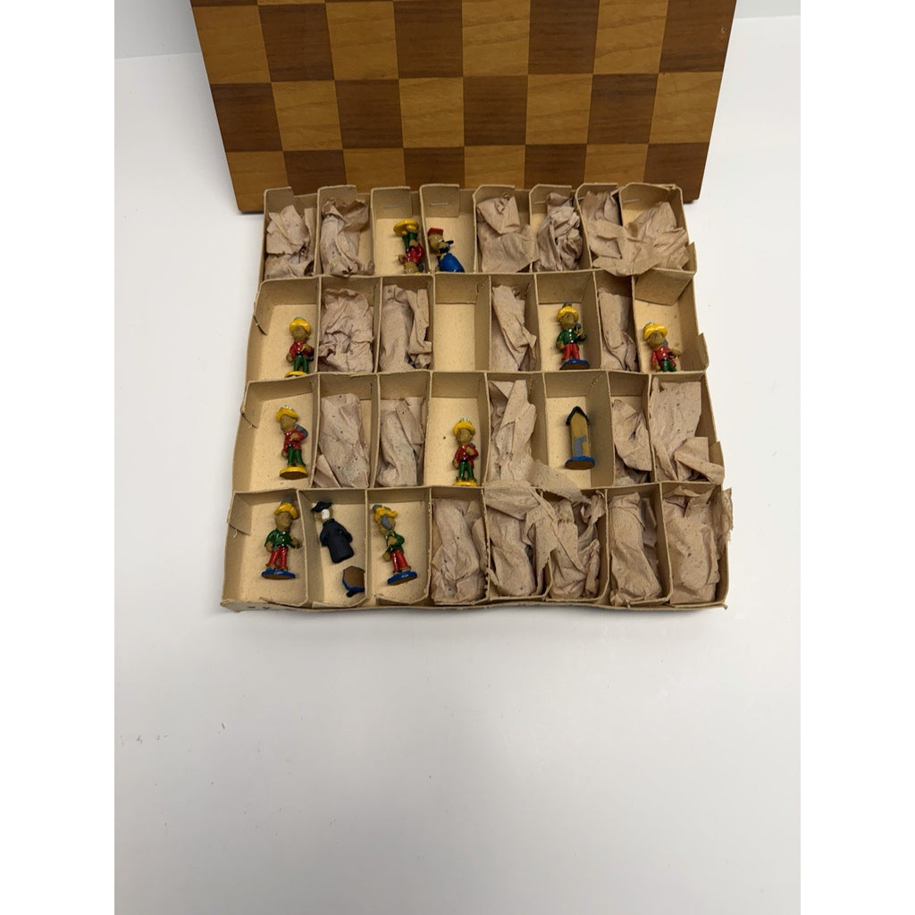 Vintage NOS Handmade Painted Crafted Brazilian Chess Set Clay 31 Figurines