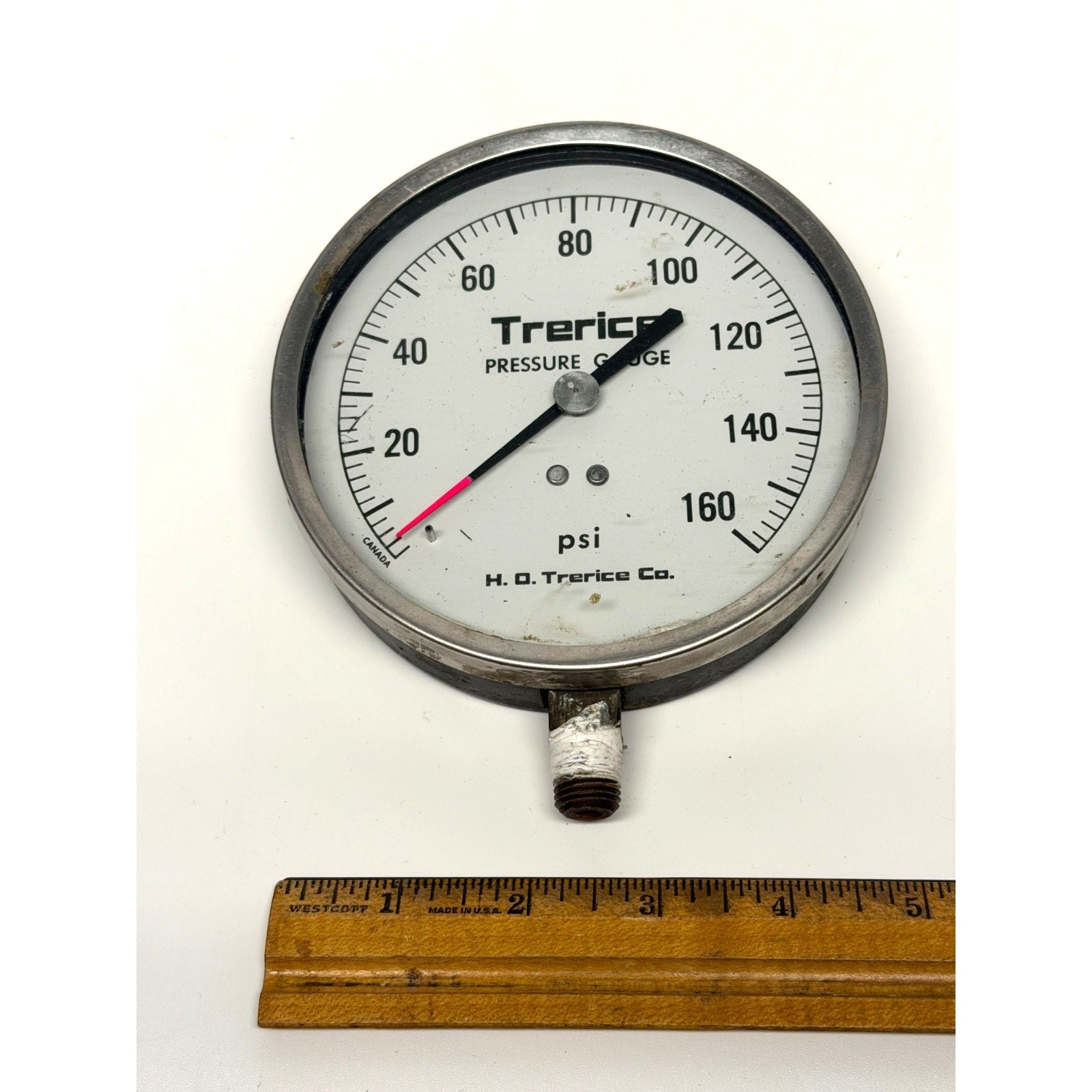 Vintage Trerice 160 PSI Pressure Gauge 4.5 Inch Dial Heavy Duty