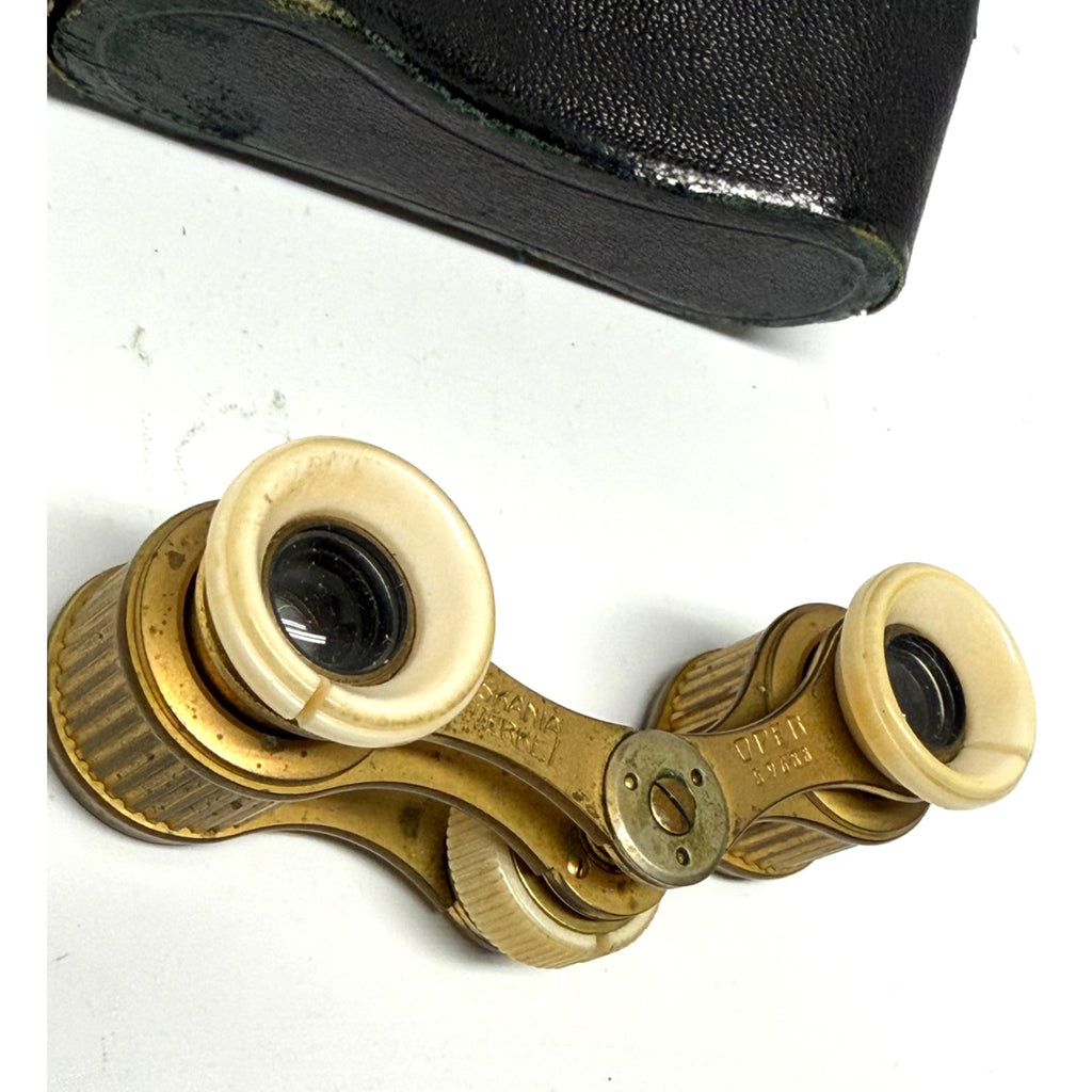 Vintage Askania Werke Berlin Opera Glasses Brass Theater Binoculars w/ Case
