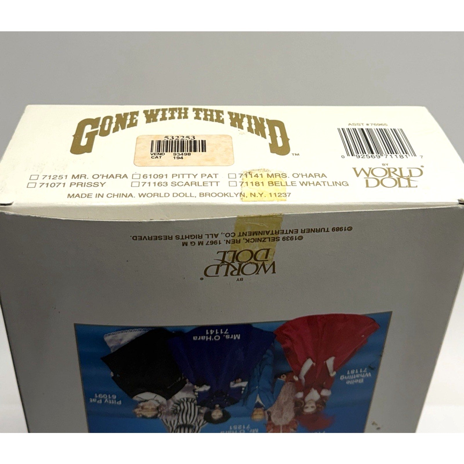 VINTAGE SEALED 1989 Gone With the Wind World Doll Belle Watling Red Gown 71181