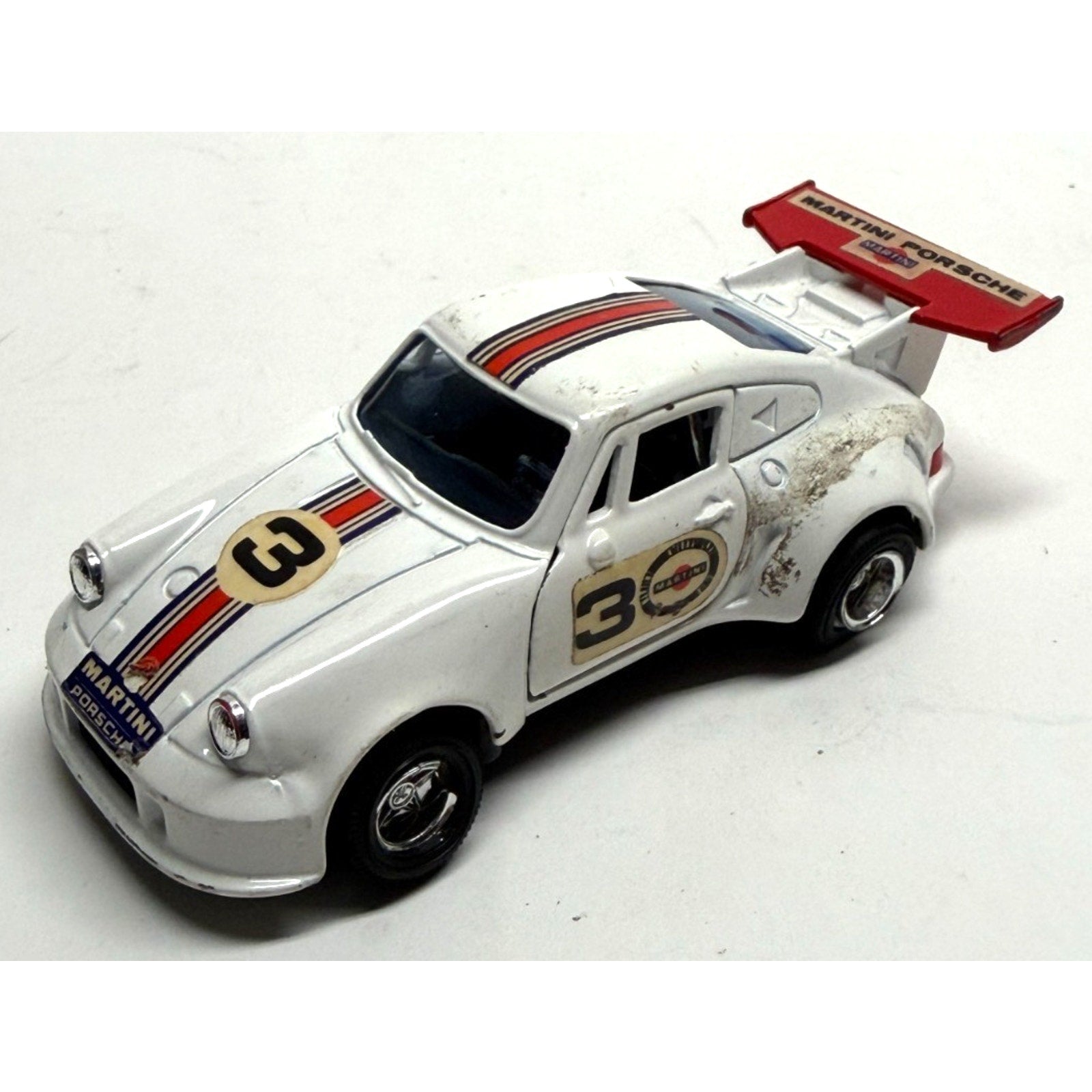VTG Shinsei Mini Power Porsche Turbo Martini Racing Car White 1:37 Die Cast