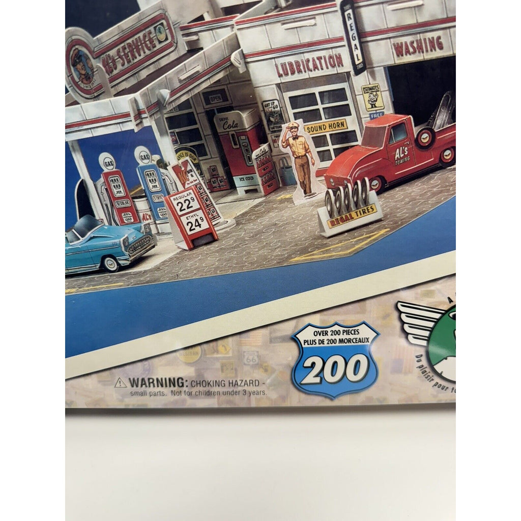 VINTAGE SEAL Hallmark 3-D Adventure Road Jigsaw Puzzle Al's Friendly Gas Station