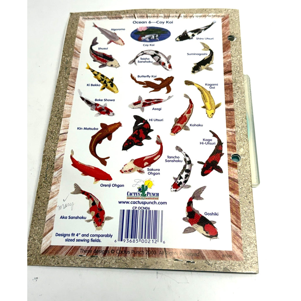 Vintage Cactus Punch - Coy Koi Ocean Vol 6 Embroidery Machine 20 Designs