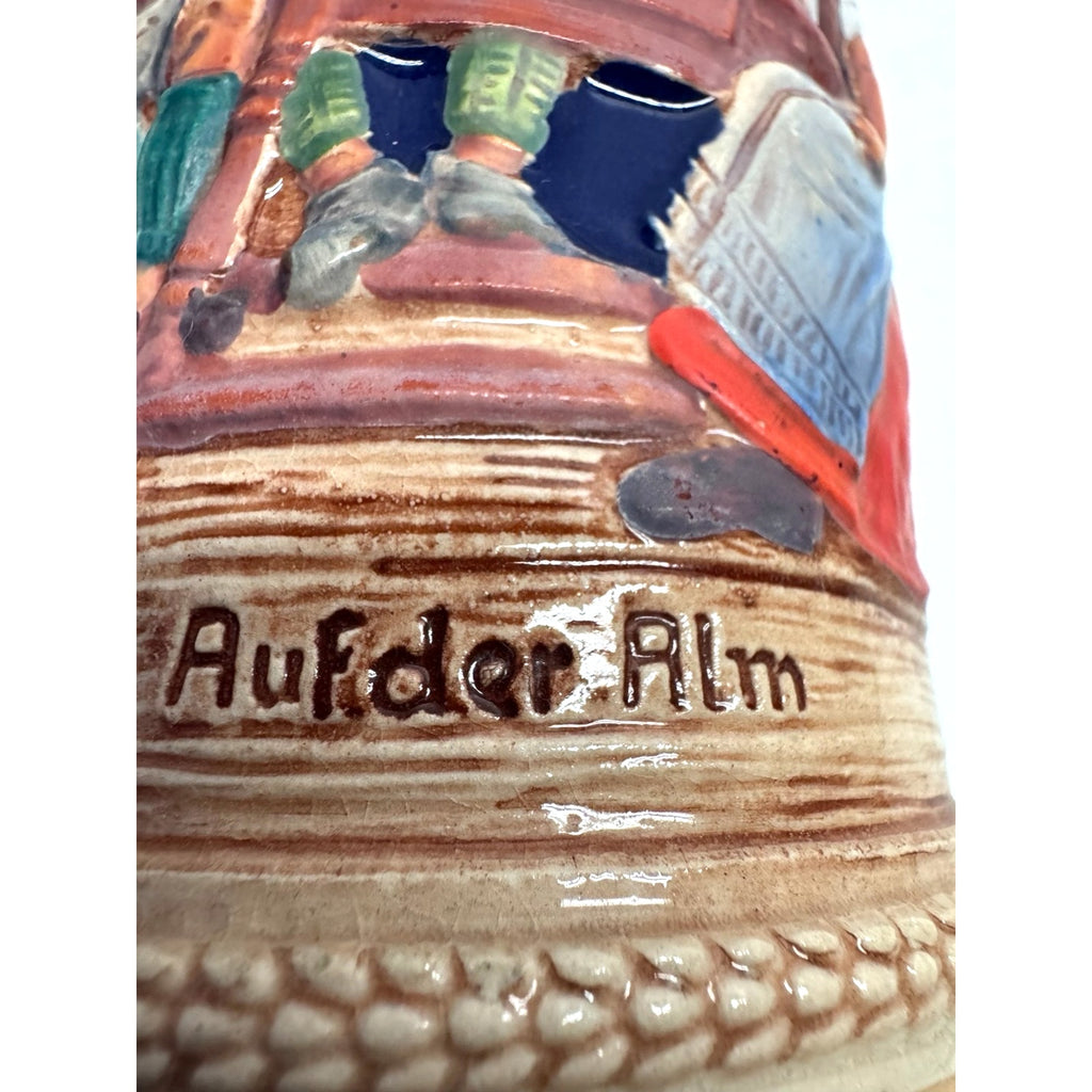 Vintage Gerz German Stein "Aufder Alm" "A.Madel Beim Bier, 1st Mein Plasier"