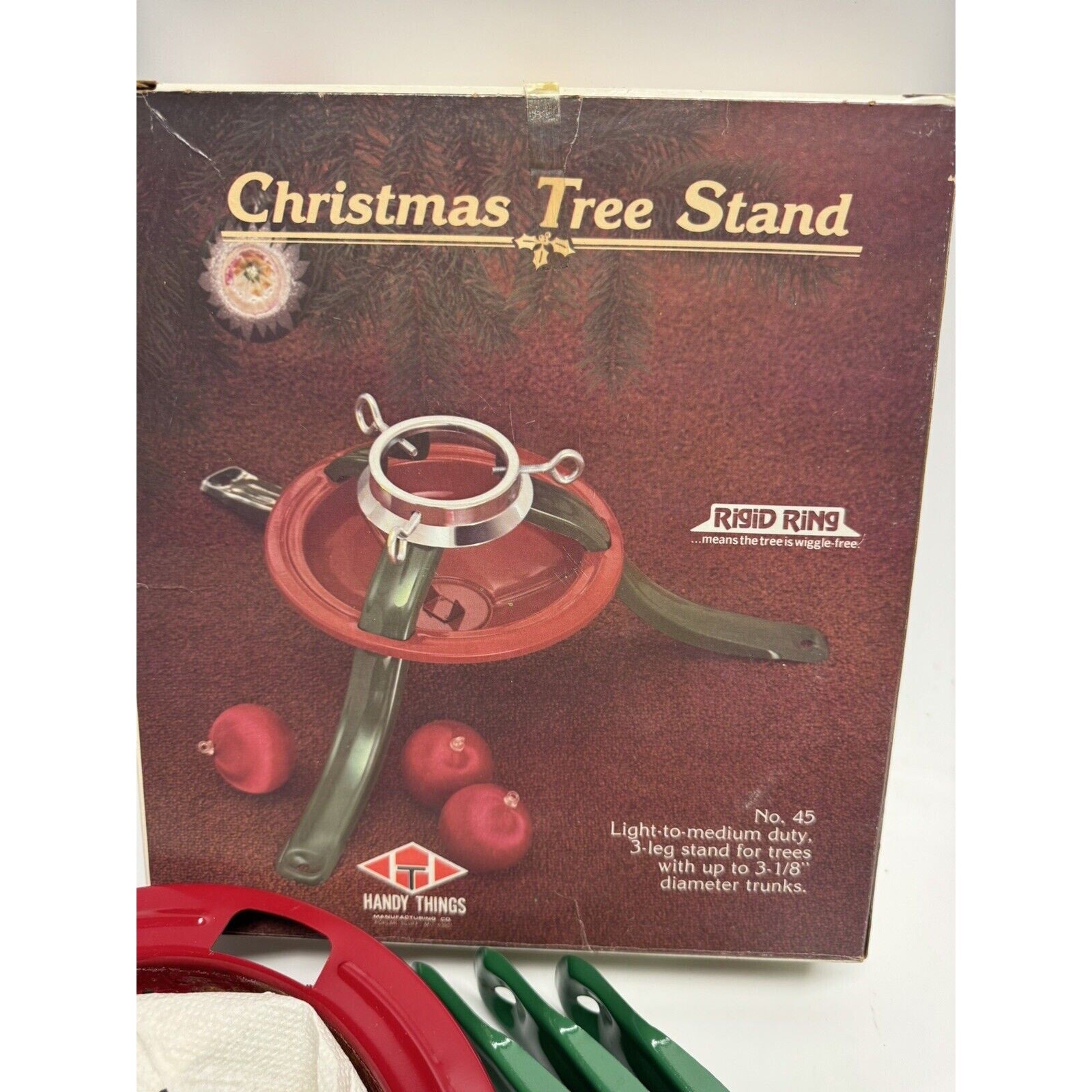 Vintage NOS Handy Things Christmas Tree Stand No. 45 Metal 3-1/8” Diameter Trunk