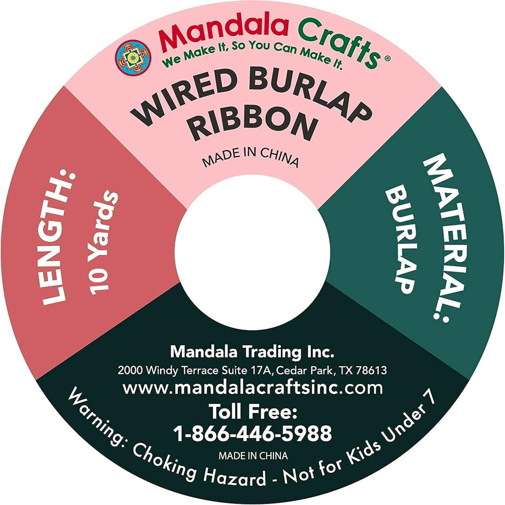 Green Burlap Wired Ribbon 1.5 Inches Wide Jute Ribbons for Crafts - 10 Yds Roll Rustic Burlap Wrap Trim Ribbons for Wreaths Bows Party Decoration