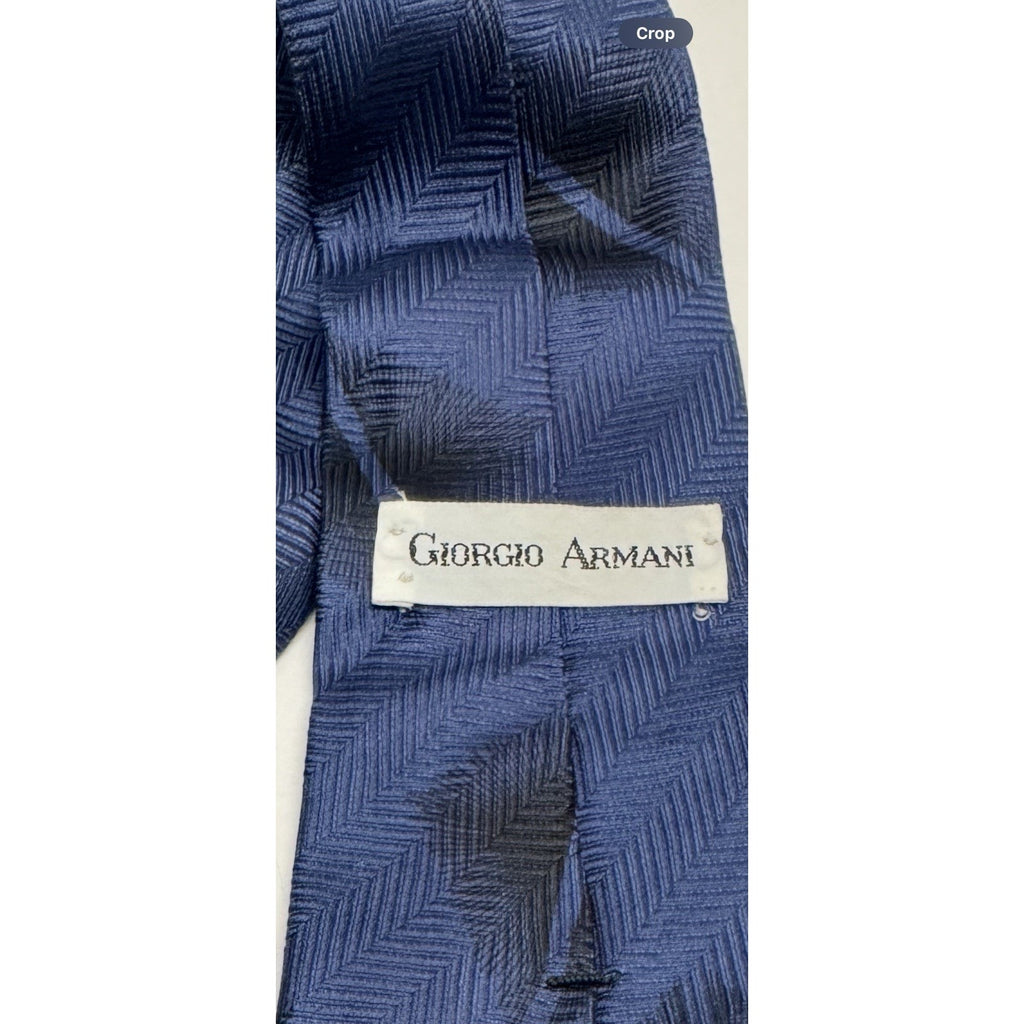VINTAGE GIORGIO ARMANI NECKTIE 100% SILK Made ITALY Blue/Black