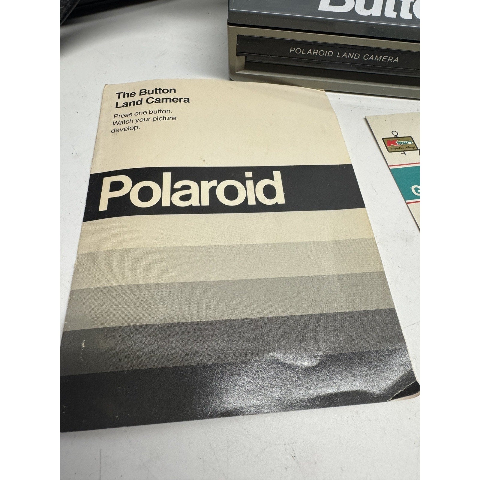 Vintage 80s Polaroid The Button Instant Land Camera w/ Manual & Case