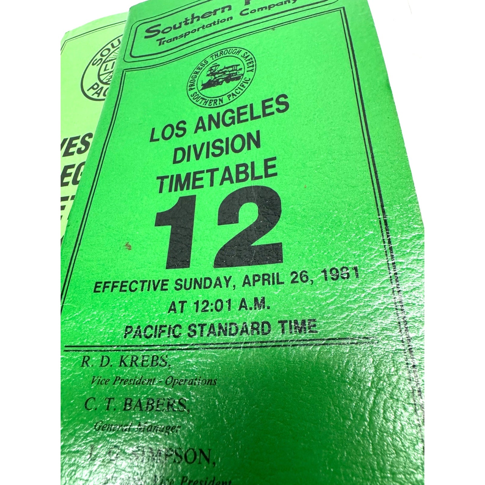 Vintage Lot of 5 1981 Timetable 12 Los Angeles Division Southern Pacific