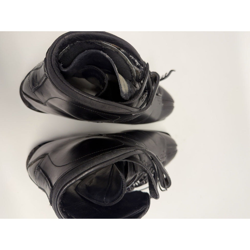 Vintage NOS Henke Switzerland Black Leather Ski Boots Size Appr 10.5