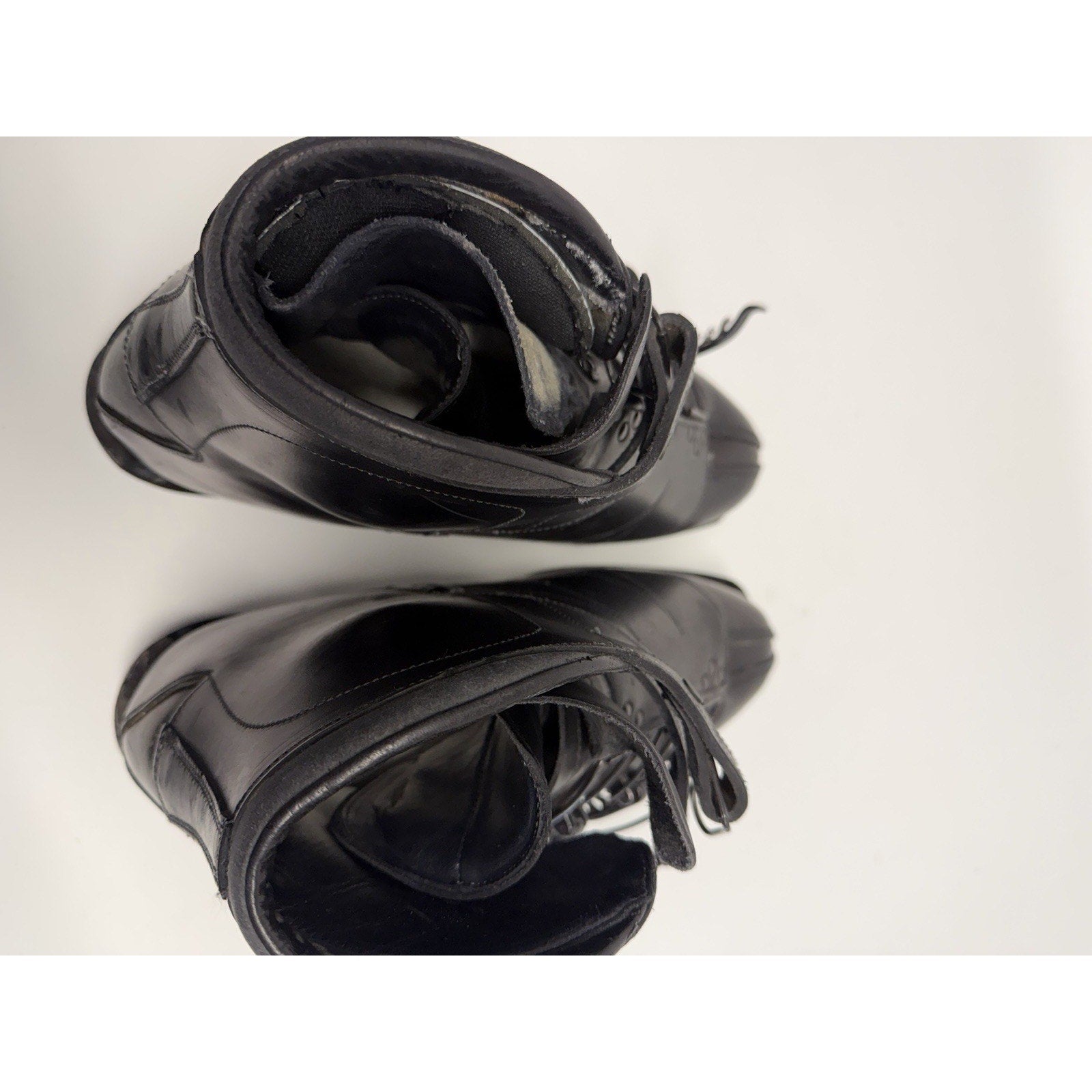 Vintage NOS Henke Switzerland Black Leather Ski Boots Size Appr 10.5