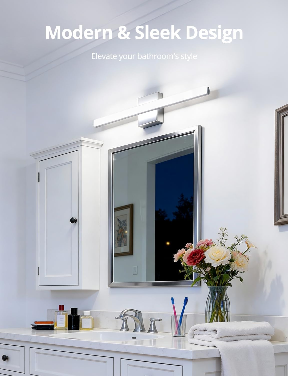 LED Vanity Lights Bar 24 Inch Bathroom Light Fixtures 14W IP44 over Mirror Lighting Indoor Wall Sconces Modern Cool White 6000K for Washroom