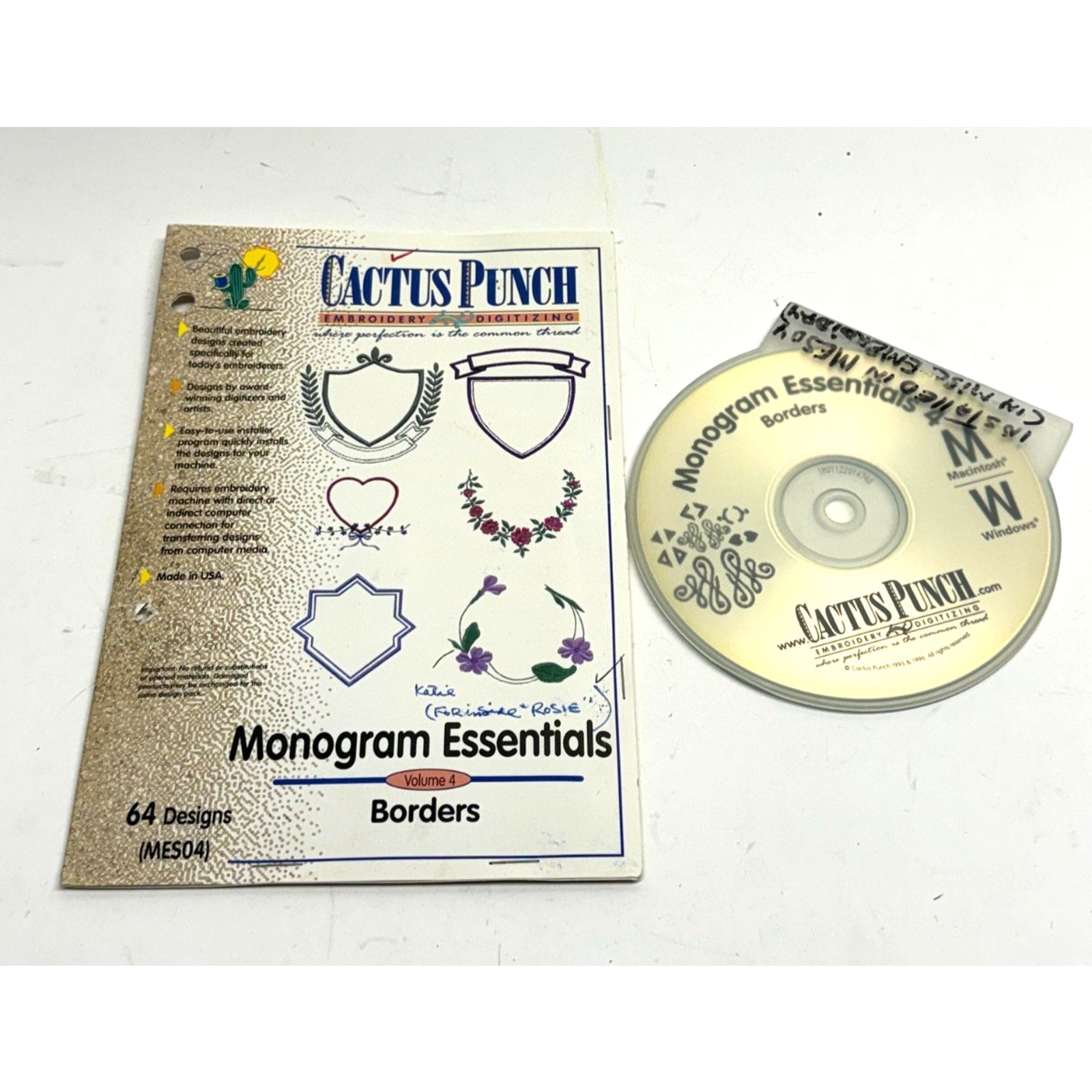 VTG Cactus Punch Monogram Essentials Vol 4 Borders MES04 Embroidery Designs