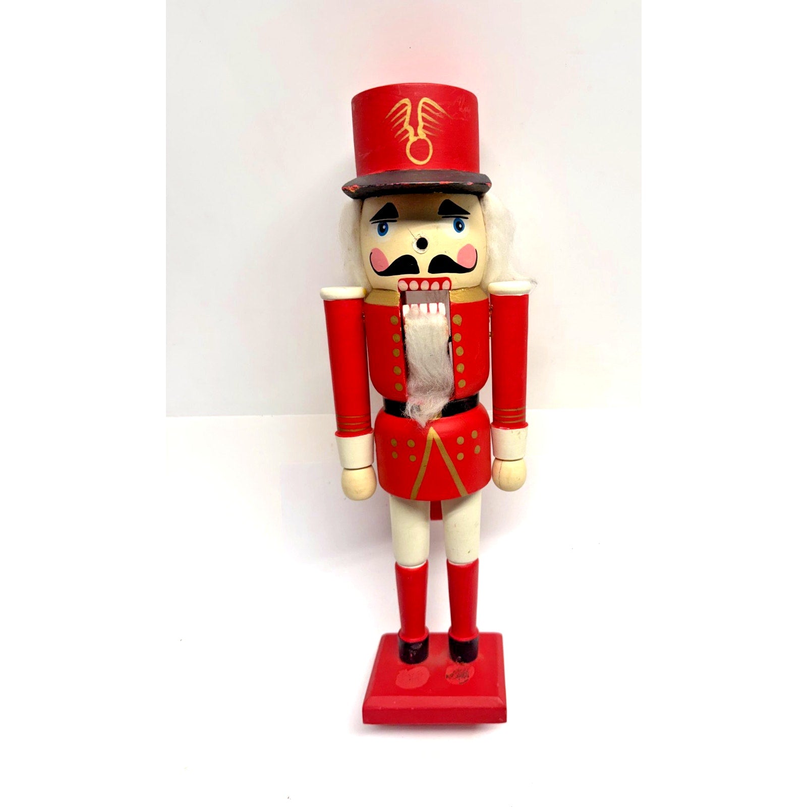 Vintage 13" Wooden Nutcracker Soldier Hand Painted Christmas Holiday Decor IOB
