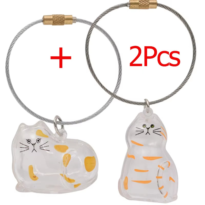 Personalized Transparent Cat Hair Keepsake Keychain – Pet Fur Memorial Pendant for Cat Lovers | Cute & Meaningful Souvenir Gift 🐾✨