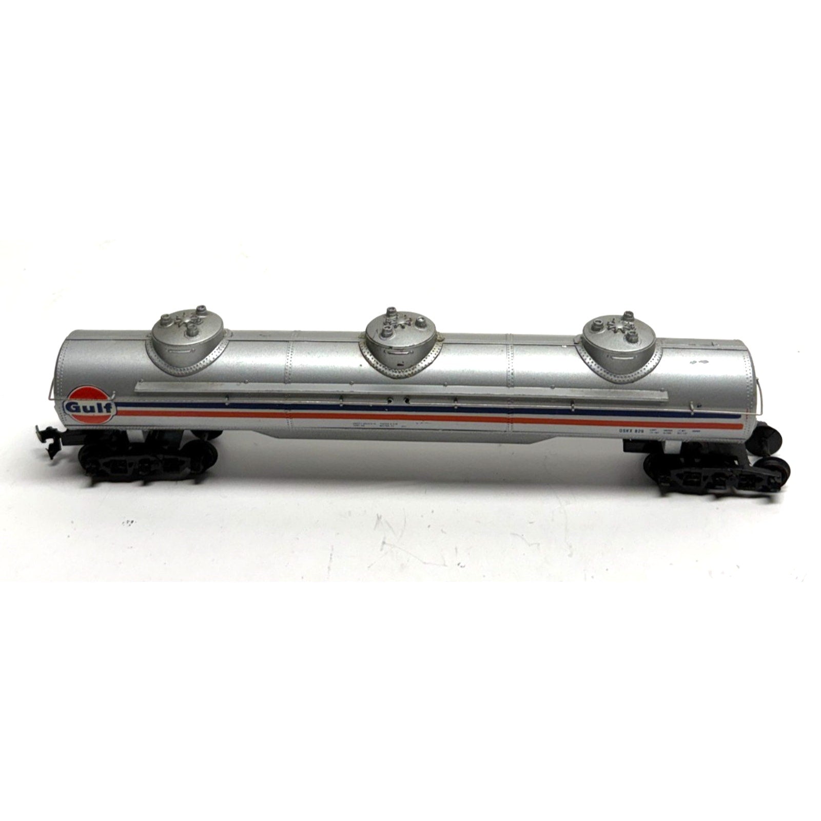 Vtg Tyco GULF 62' Triple Dome Tanker OSKX 829 HO Scale Freight Train Car #357B
