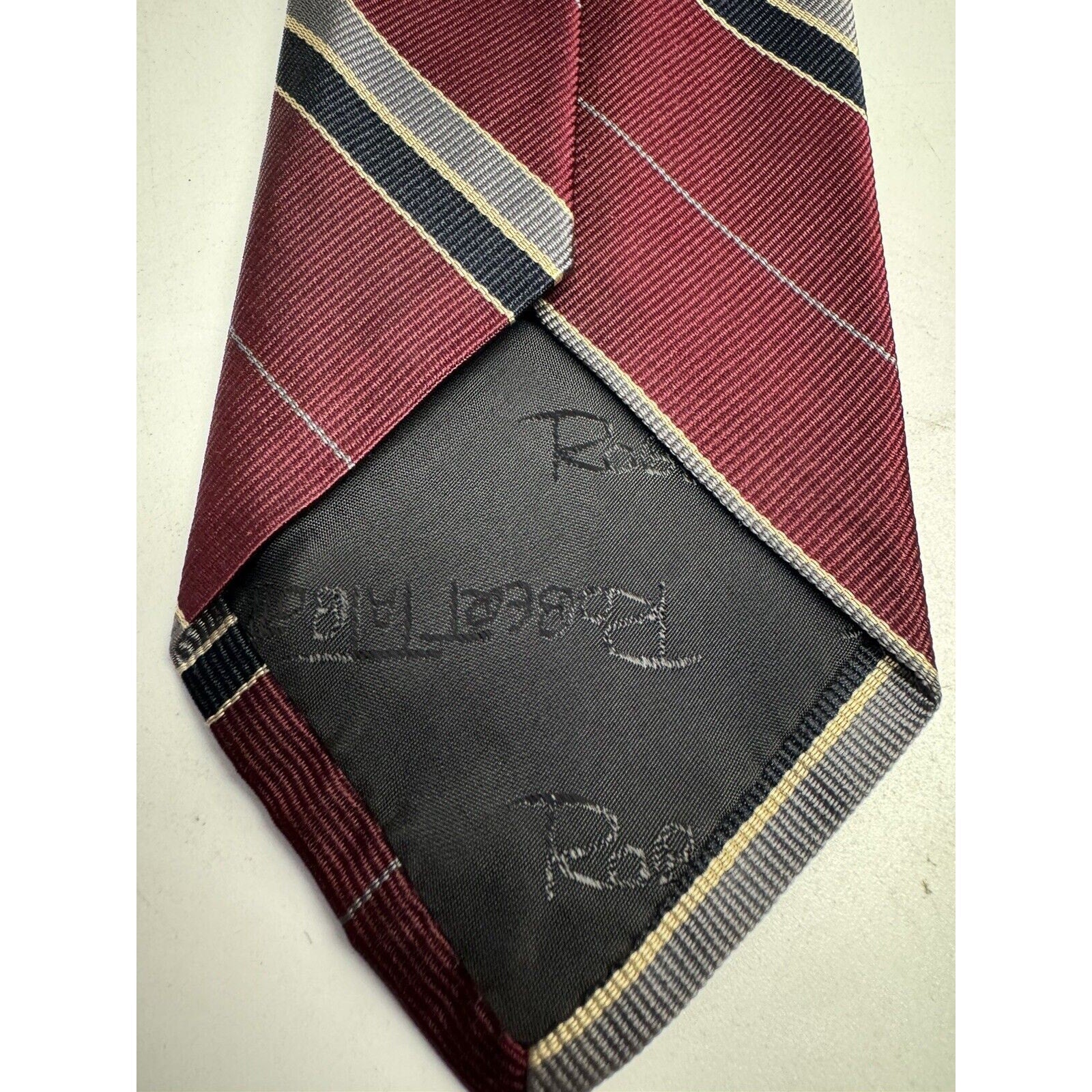 VINTAGE Robert Talbott Men's Red Striped 100% Silk Necktie