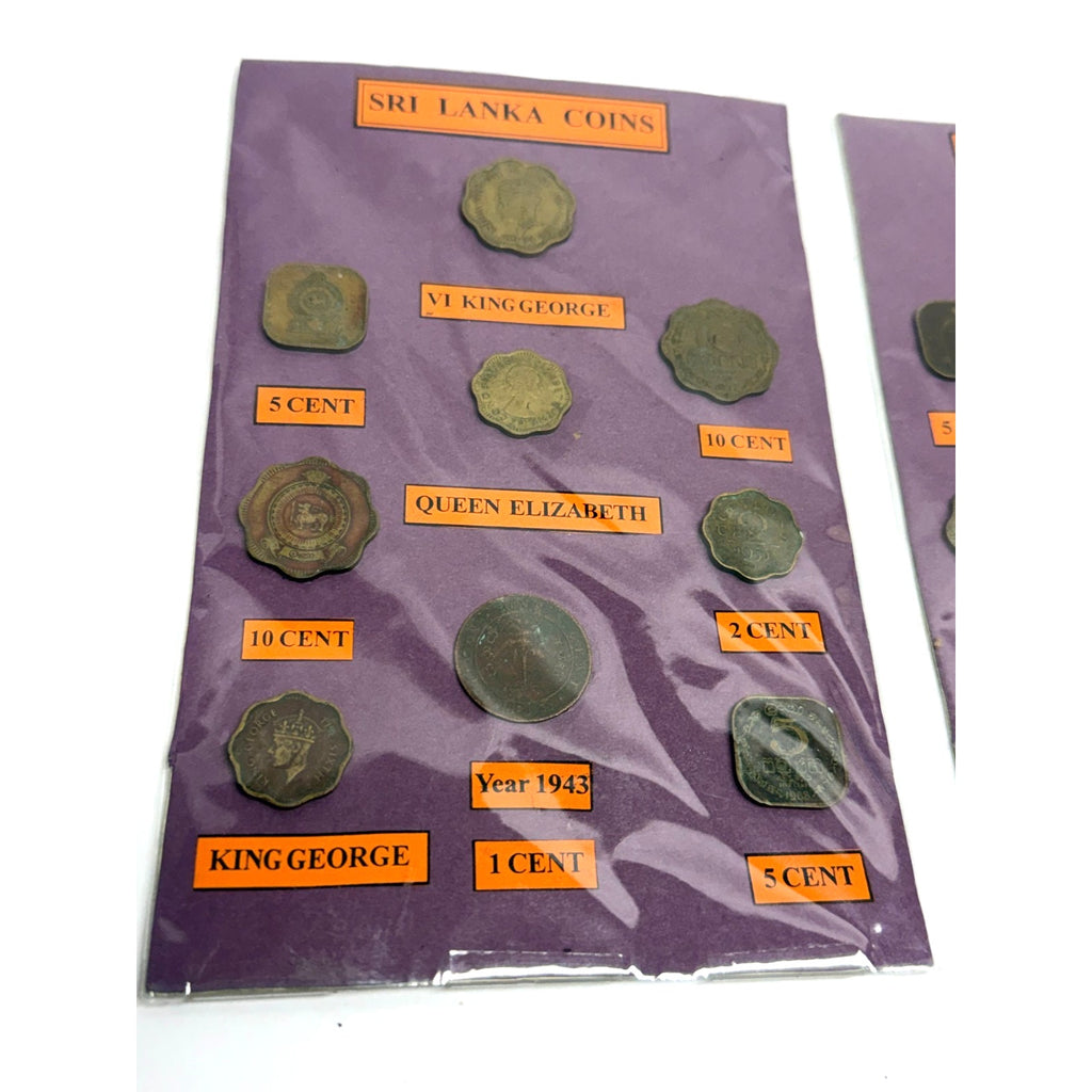 Vintage Ceylon Sri Lanka Coin Set - King George VI & Queen Elizabeth II