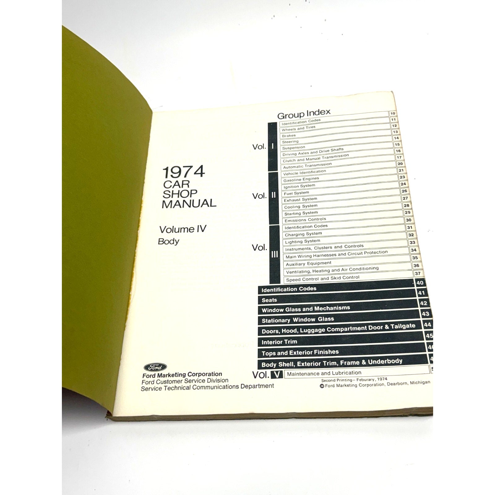VINTAGE 1974 Ford Car Shop Manual Vol 4 Body