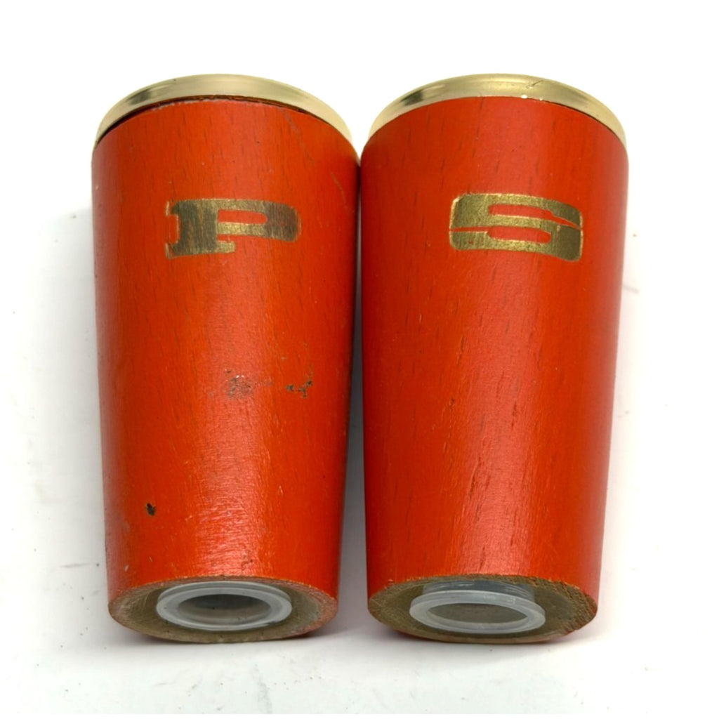 Vintage MCM Atomic Era Wooden Salt And Pepper Shaker Set Grt