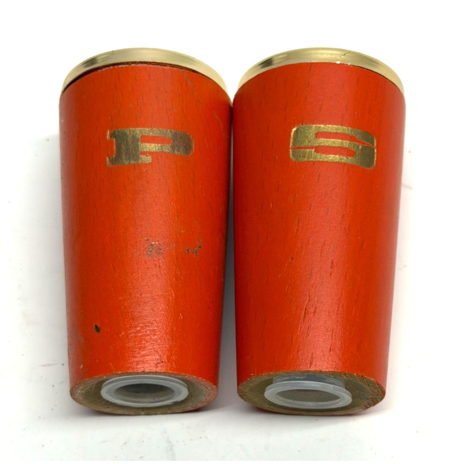 Vintage MCM Atomic Era Wooden Salt And Pepper Shaker Set Grt