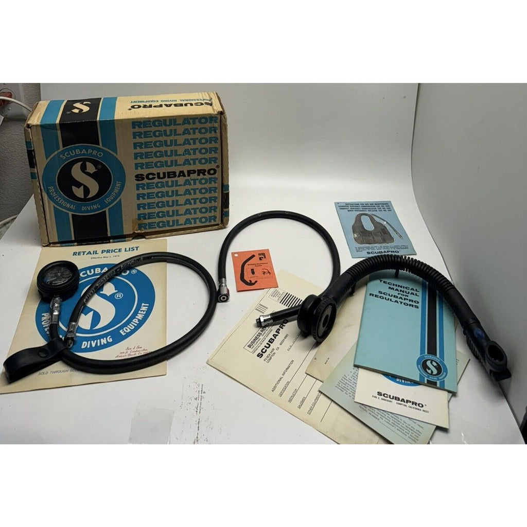 VINTAGE SCUBAPRO Pressure Gauge, Scuba Hose and a SeaQuest Dual Valve BCD infla