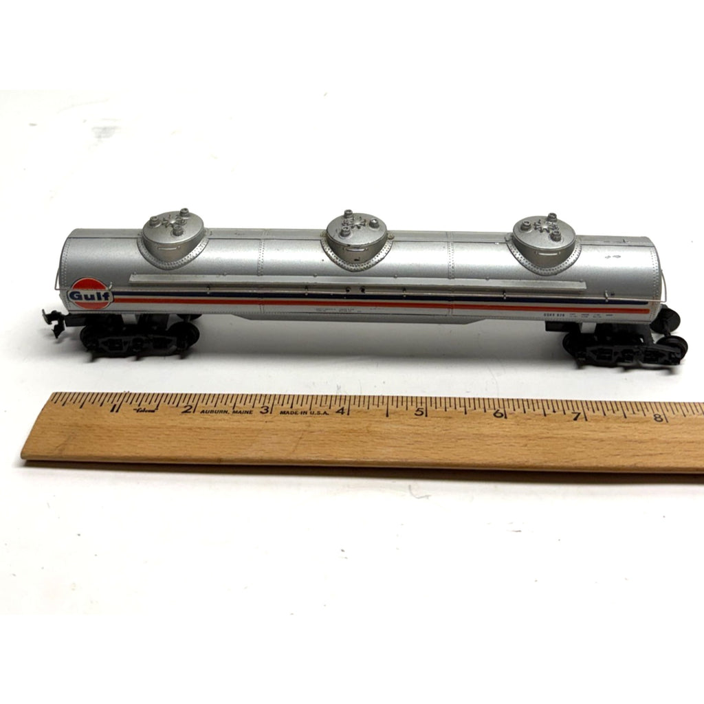 Vtg Tyco GULF 62' Triple Dome Tanker OSKX 829 HO Scale Freight Train Car #357B