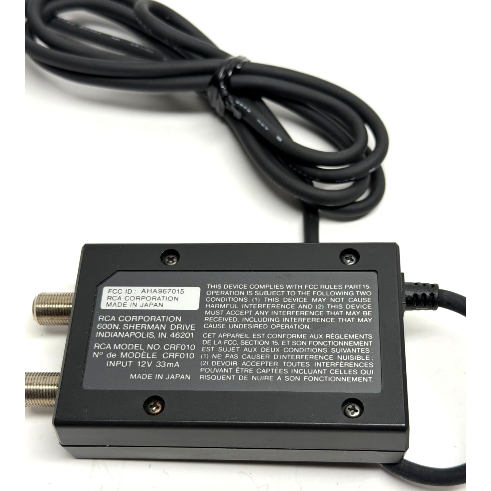 Vintage RCA Switch Black TV-VCR 12V 33mA CRF010