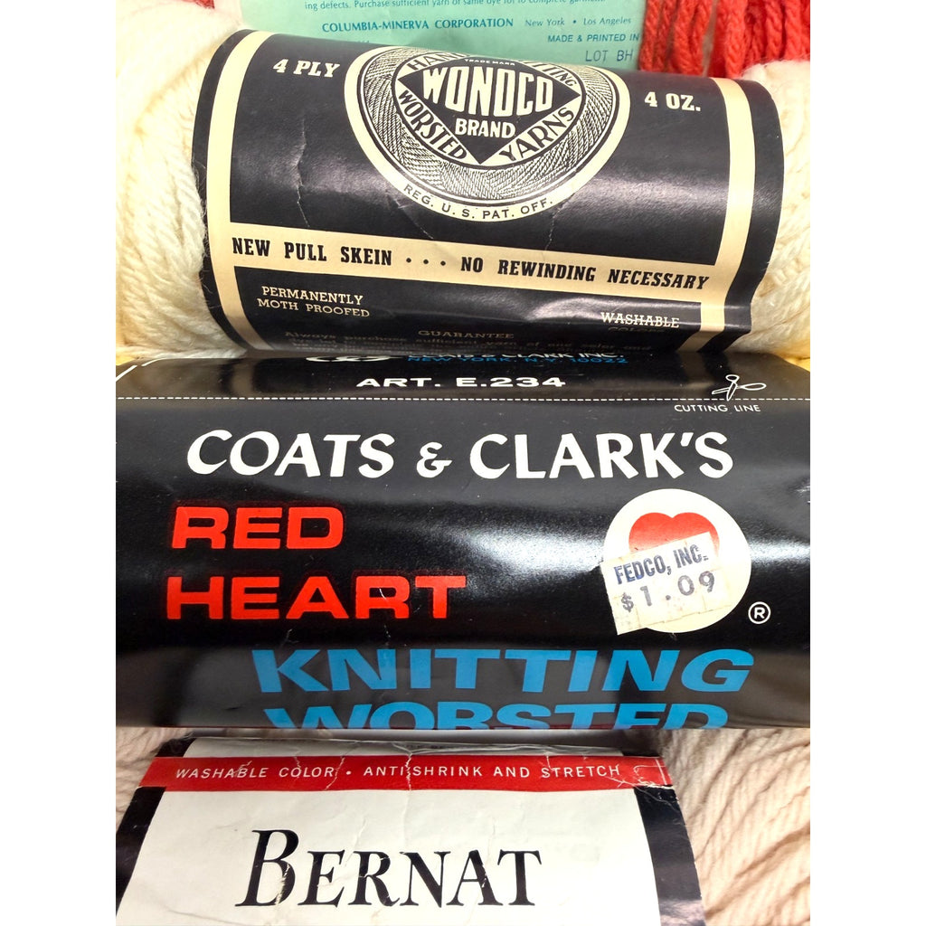 VINTAGE NOS Lot of 5 Columbia Minerva Nantuk 4-Ply & Bernat Nylo Germantown Yarn