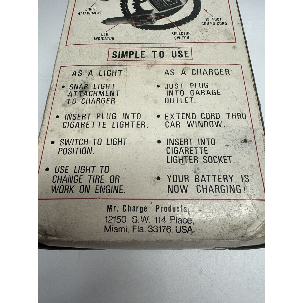 VINTAGE NOS Mr. Charge Automotive Battery Charger Made in USA