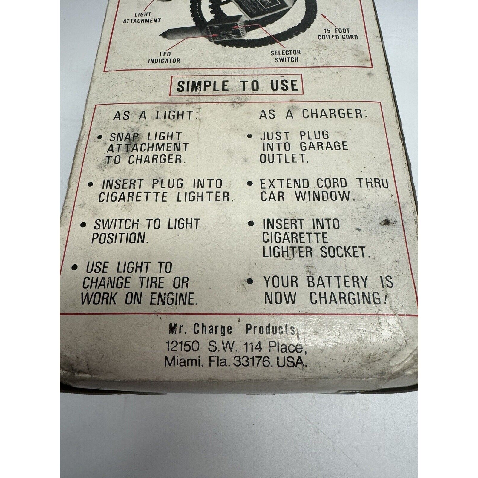 VINTAGE NOS Mr. Charge Automotive Battery Charger Made in USA