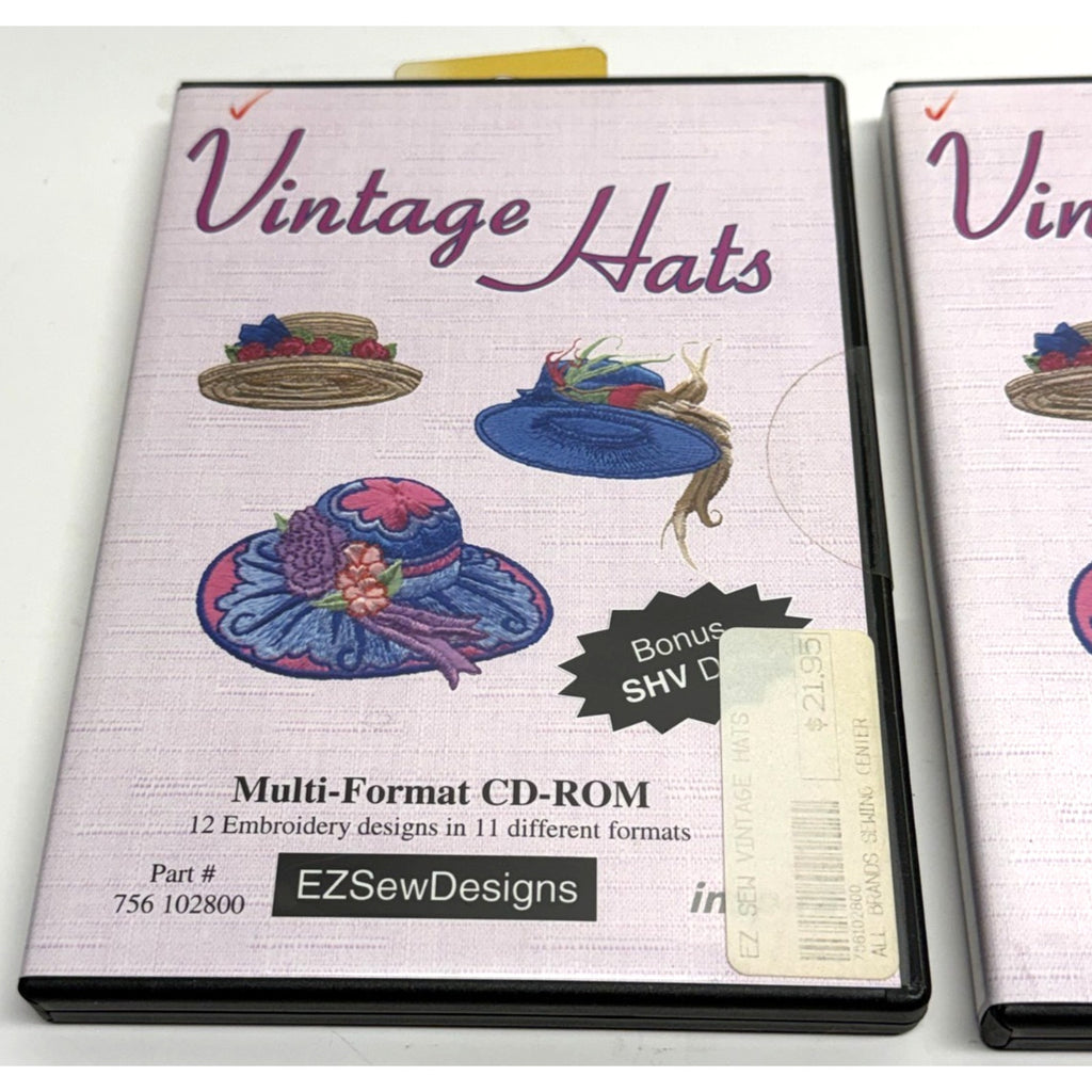Vintage Lot of 2 Hats Embroidery Designs EZSewDesigns 12 designs 11 formats