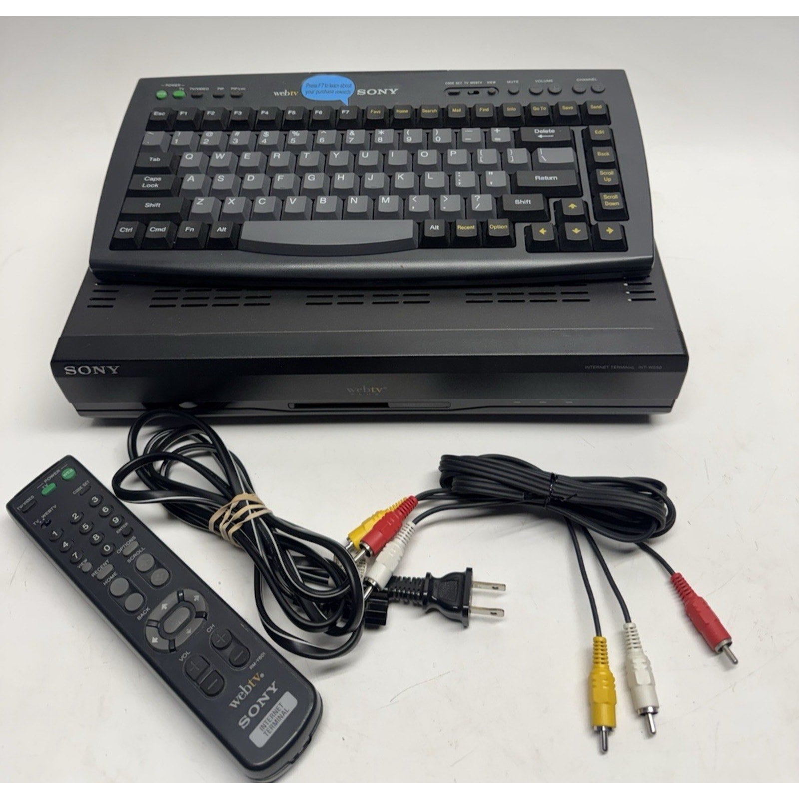 Vintage 1998 Sony WEBTV PLUS INT-W200 Internet Terminal, Keyboard, Cable