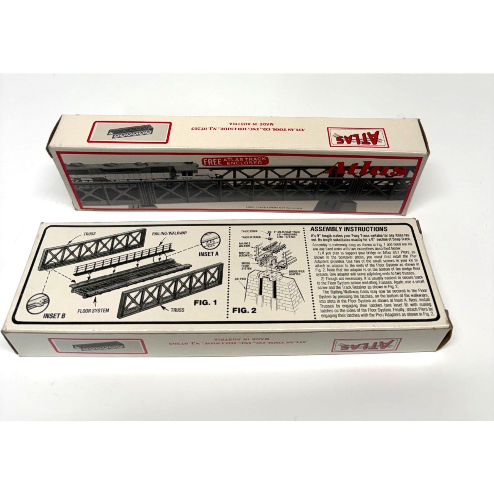Lot of 2 Vintage Atlas HO Scale Nickel Silver Pony Truss Bridge Building Kit NIB